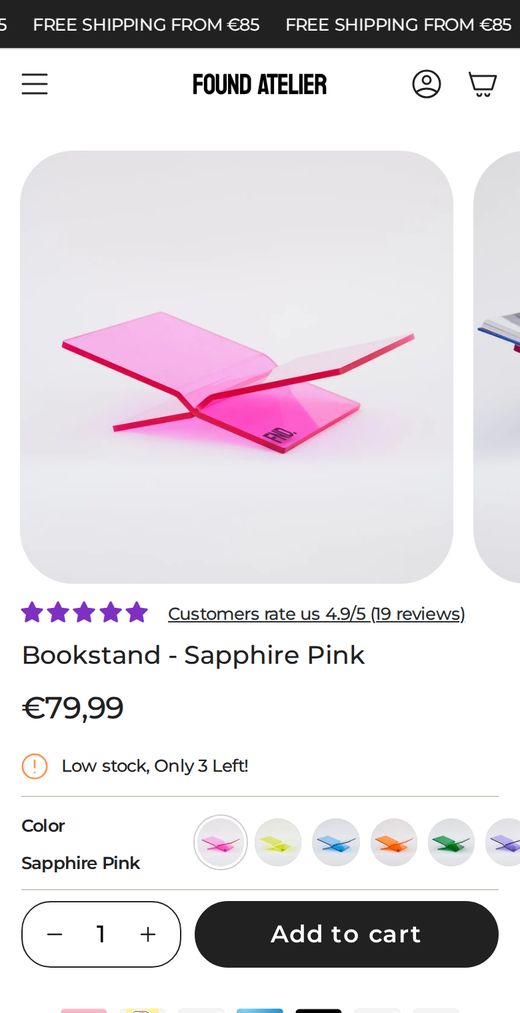Webshop van Found Atelier op mobiel